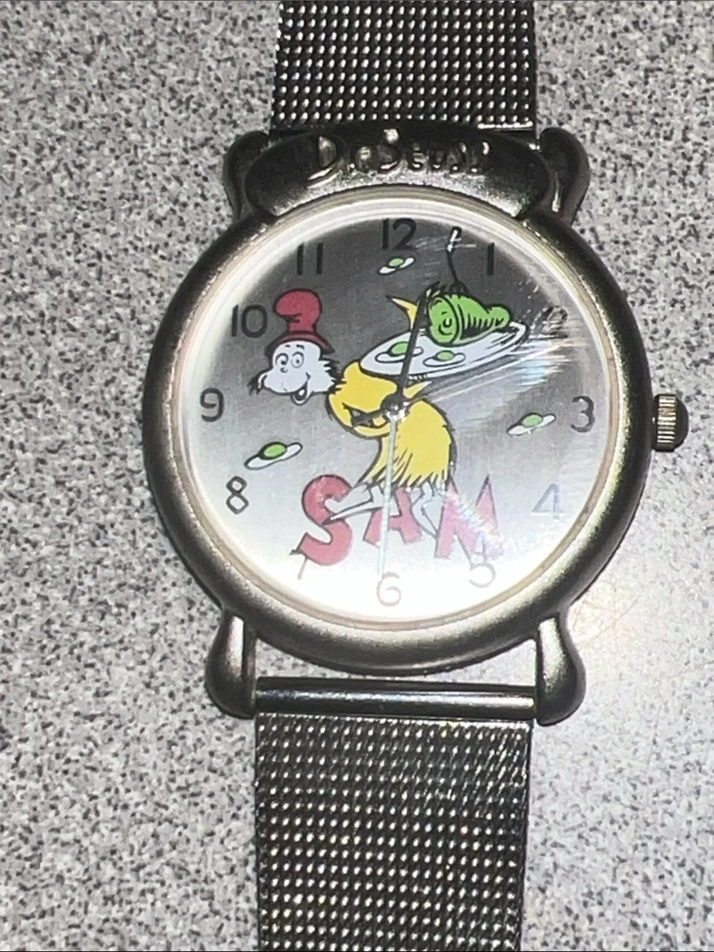 Dr. Seuss The Grinch Stainless Steel Watch - Black Mesh Band